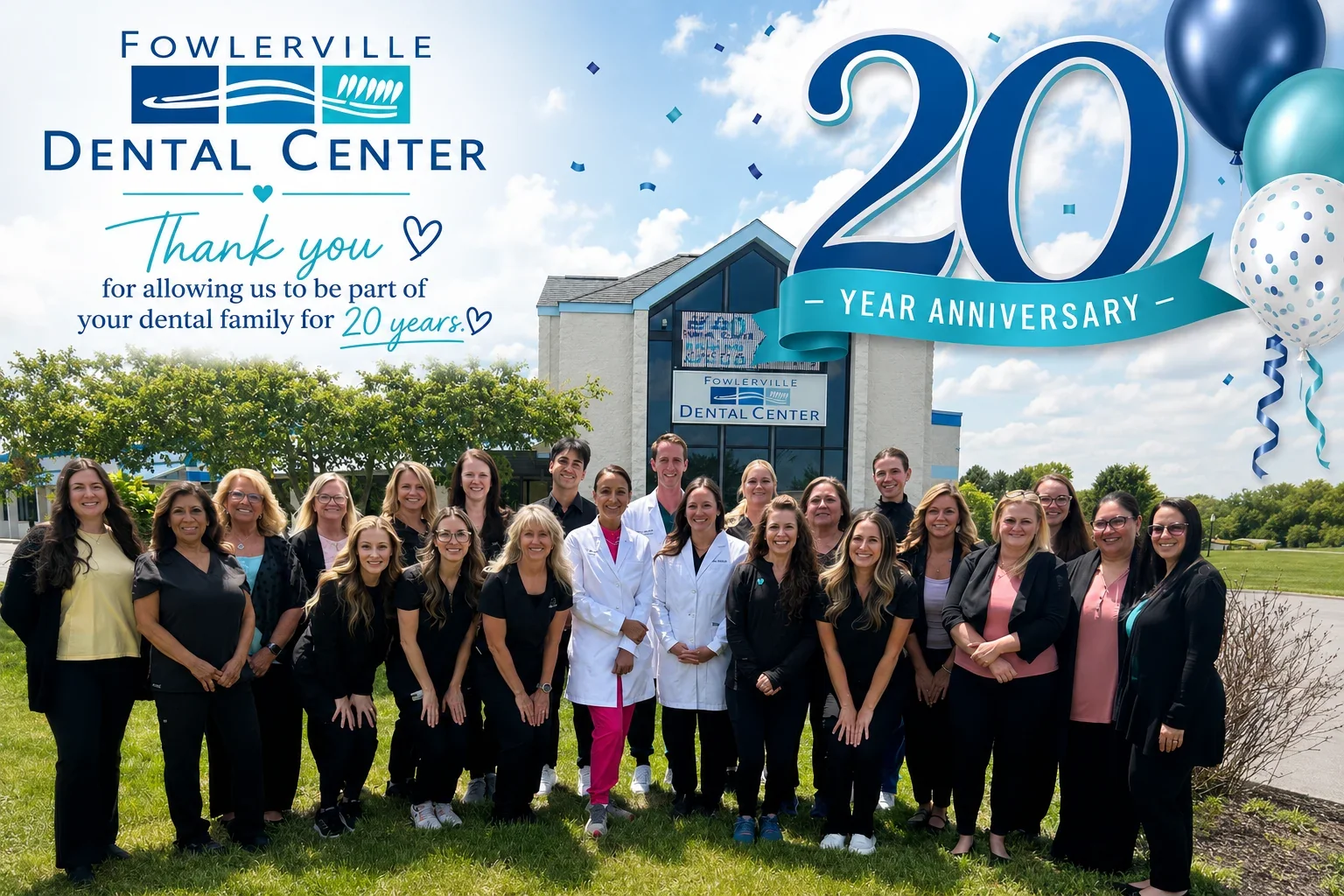 Fowlerville Dental Center 20 year anniversary thank you